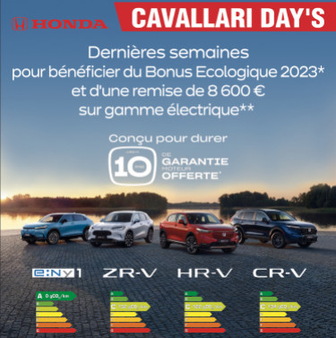 CAVALLARI DAY'S Offre exclusive sur la gamme Electrique