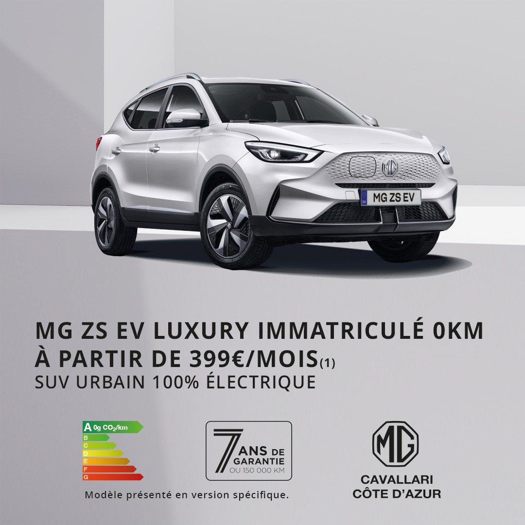 MG ZS EV Luxury le SUV 100% Electrique à partir de 399€/mois 