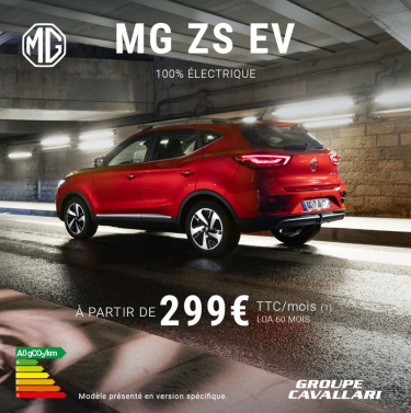 MG ZS EV A PARTIR DE 299 EUROS PAR MOIS