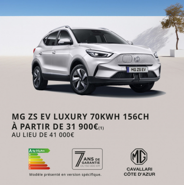 MG ZS EV LUXURY A PARTIR DE 299 EUROS PAR MOIS